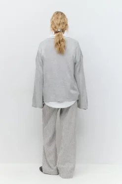 Wide linen blend trousers