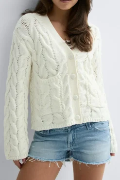 Y cable knitted cardigan