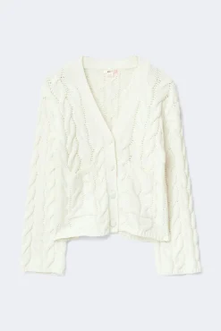 Y cable knitted cardigan