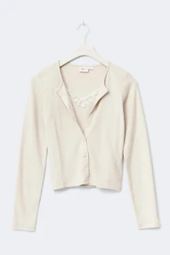 Y 2 in 1 lace rib cardigan