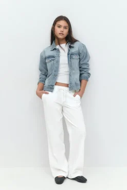 Y low linen blend trousers
