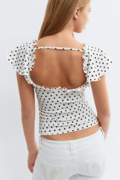 Y open back frill top