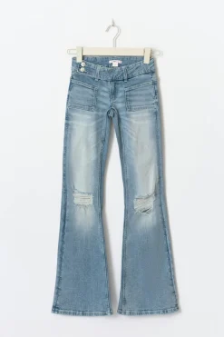 Y pleated flare jeans