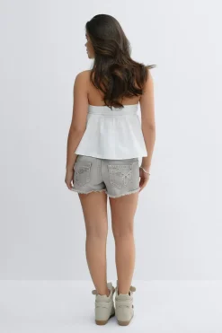 Y sparkle low denim shorts