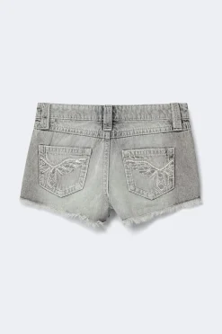 Y sparkle low denim shorts